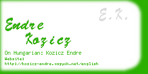 endre kozicz business card